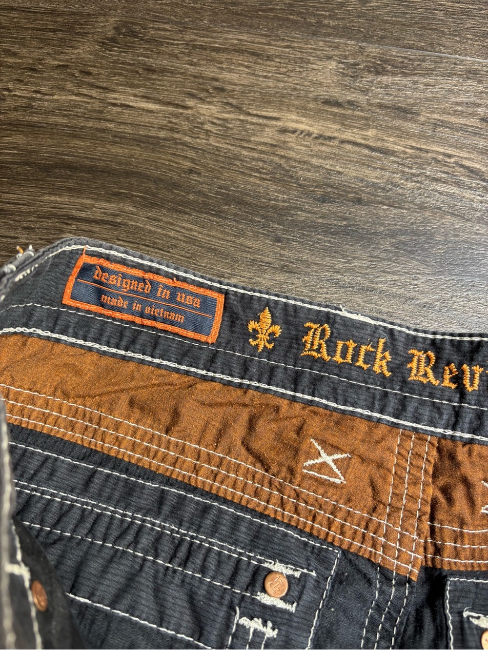 VTG Y2K Rock Revival Classic Cargo Shorts Black Men's Size 32 - Picture 6 of 6